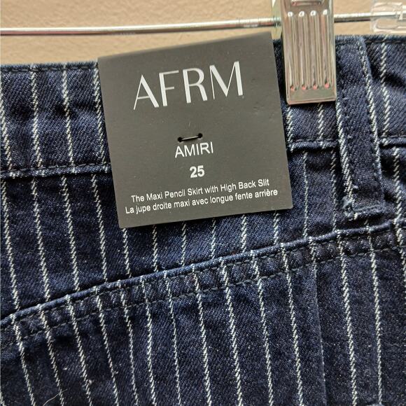 AFRM The Amiri Maxi Pencil with High Back Slit Skirt Dark Wash Blue Size 25 NWT - Picture 6 of 13